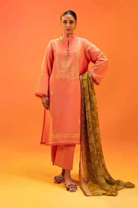 Sana Safinaz Mahay Summer 25 Peach Organza – view 1 – Poshaq