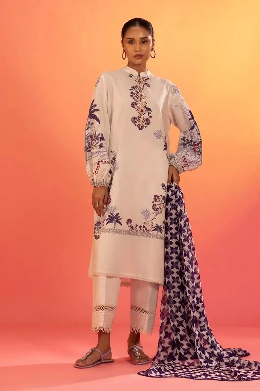Sana Safinaz Mahay Summer 25 Off White Chiffon – view 1 – Poshaq