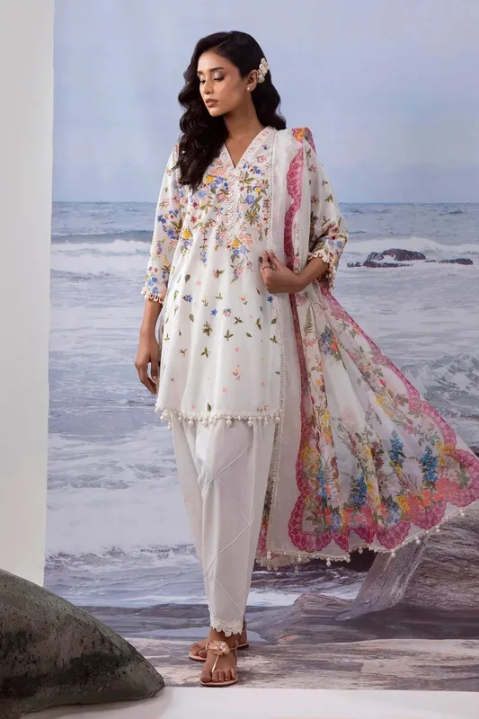 Sana Safinaz Muzlin Summer 25 White Cotton – view 1 – Poshaq