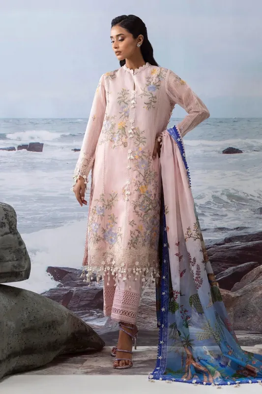 Sana Safinaz Muzlin Summer 25 Pale Pink Organza – view 1 – Poshaq