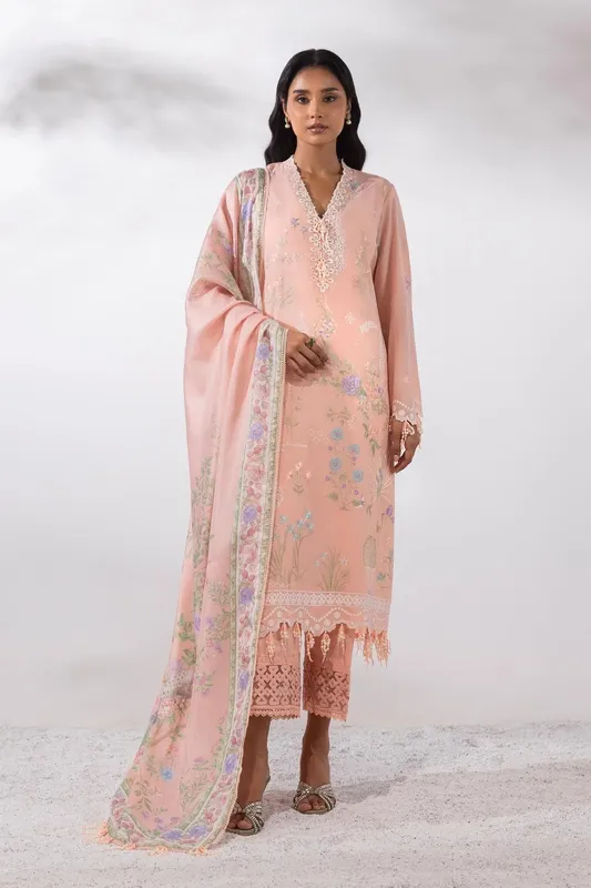 Sana Safinaz Muzlin Summer 25 Peach Pink Organza – view 1 – Poshaq