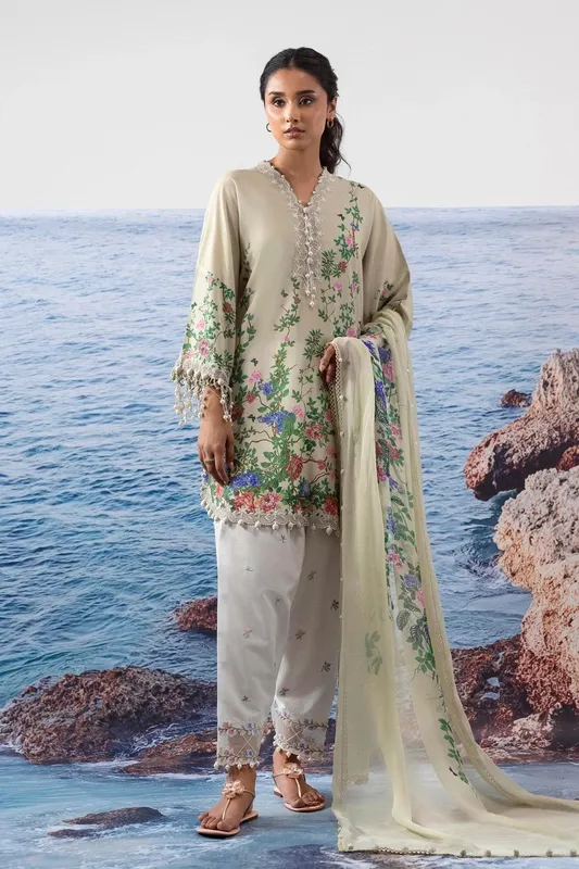 Sana Safinaz Muzlin Summer 25 Mint Green Organza – view 1 – Poshaq