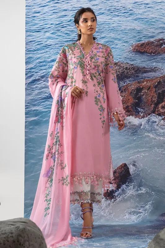 Sana Safinaz Muzlin Summer 25 Salmon Pink Organza – view 1 – Poshaq