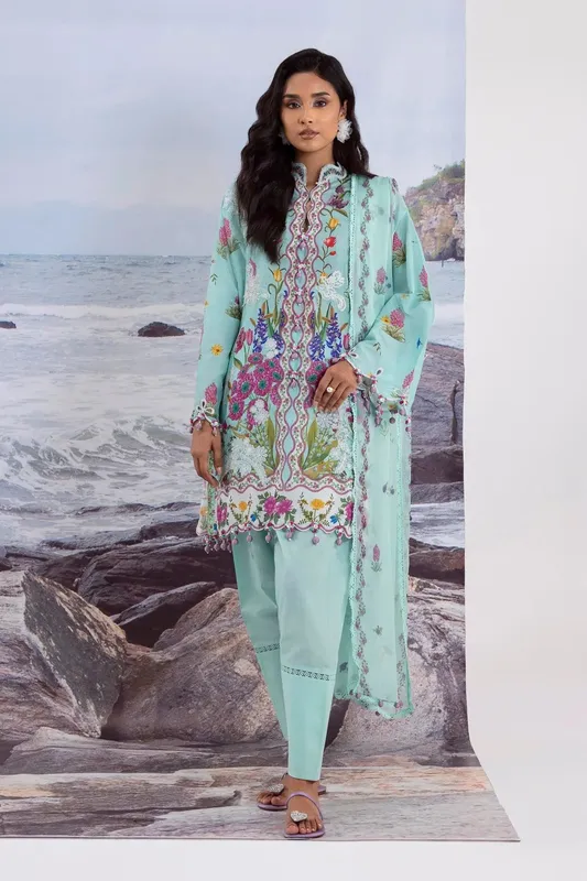 Sana Safinaz Muzlin Summer 25 Ferozi Organza – view 1 – Poshaq