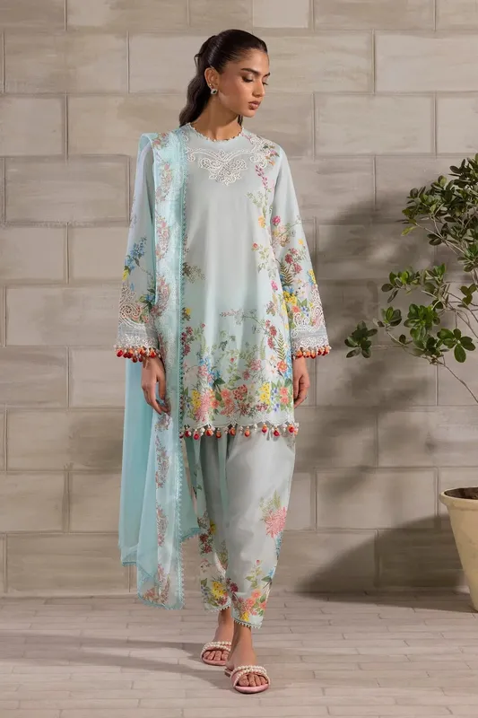 Sana Safinaz Muzlin Spring 25 Ice Blue Organza – view 1 – Poshaq