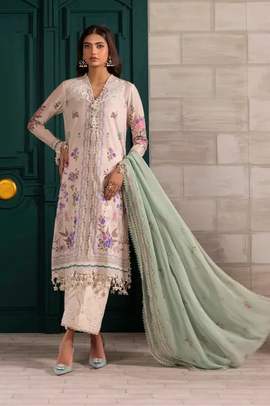 Sana Safinaz Muzlin Spring 25 Pale Peach Organza – view 1 – Poshaq