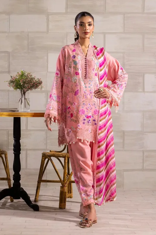 Sana Safinaz Muzlin Spring 25 Peach Pink Organza – view 1 – Poshaq