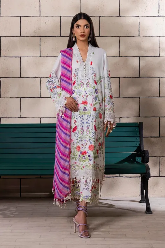 Sana Safinaz Muzlin Spring 25 White Organza – view 1 – Poshaq