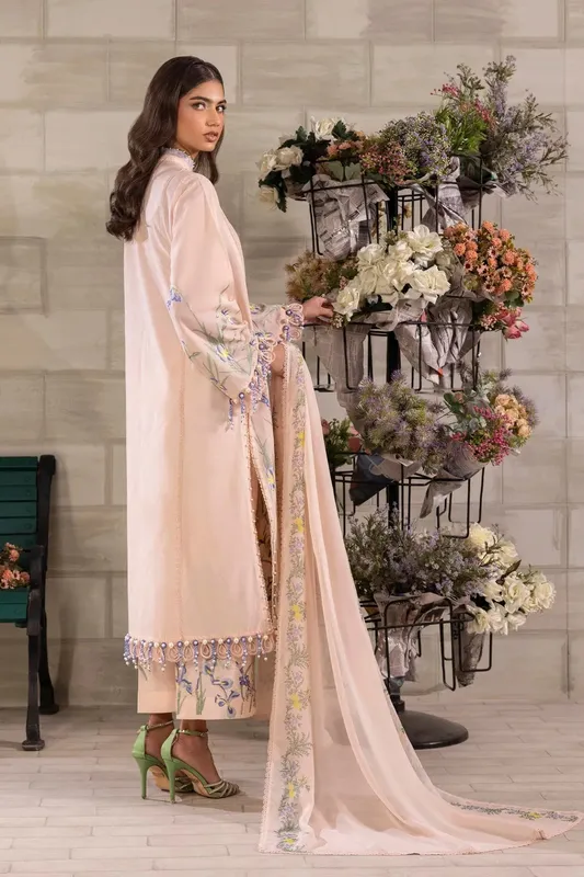 Sana Safinaz Muzlin Spring 25 Peach Organza – view 1 – Poshaq
