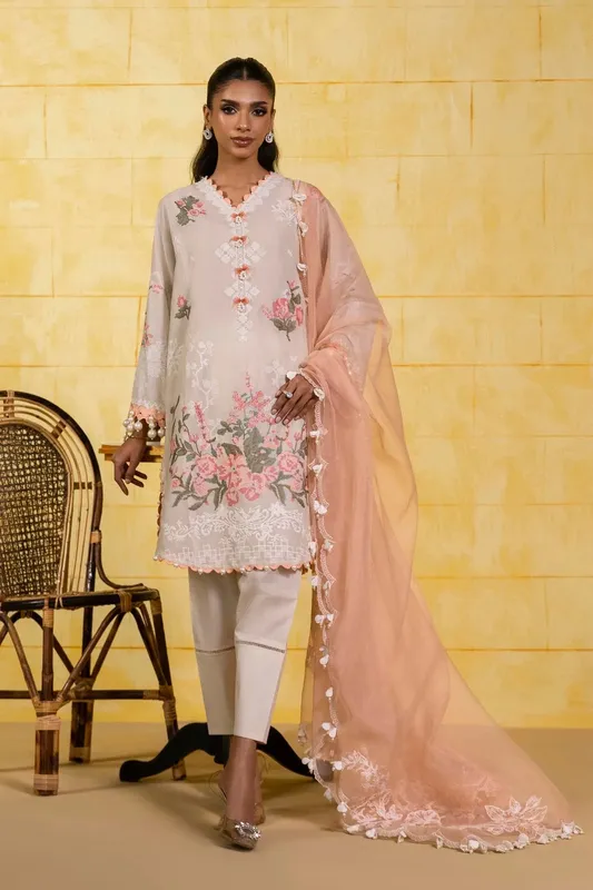 Sana Safinaz Muzlin Spring 25 Off White Organza – view 1 – Poshaq
