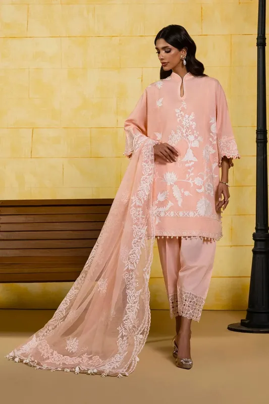 Sana Safinaz Muzlin Spring 25 Peach Pink Organza – view 1 – Poshaq