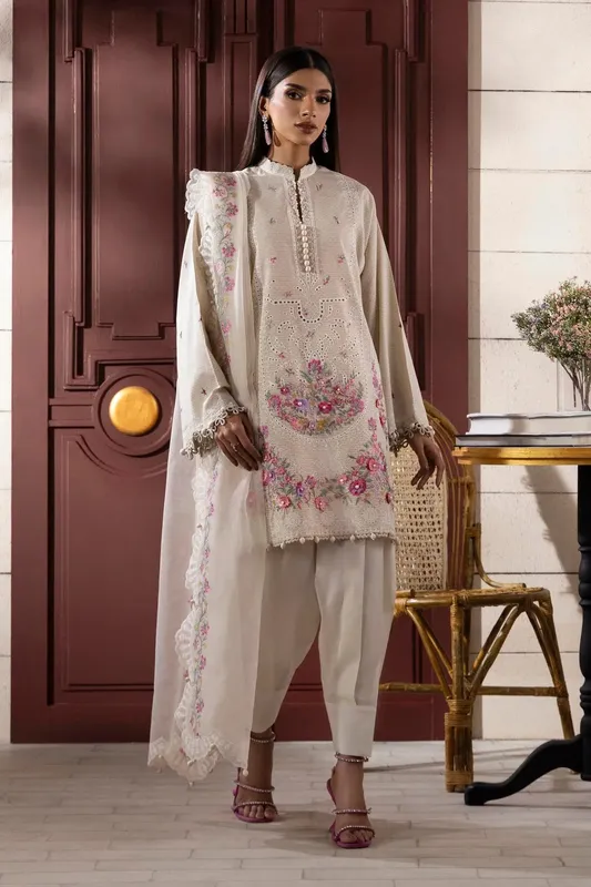 Sana Safinaz Muzlin Spring 25 Off White Organza – view 1 – Poshaq