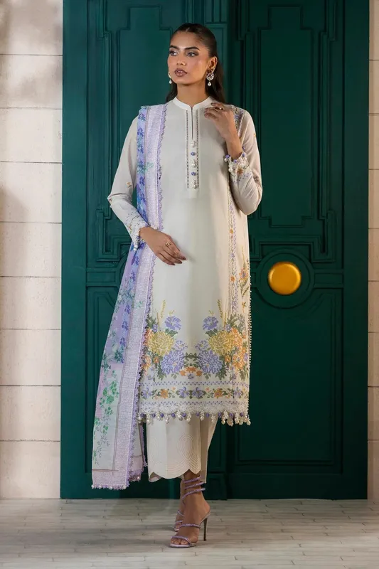 Sana Safinaz Muzlin Spring 25 Off White Organza – view 1 – Poshaq