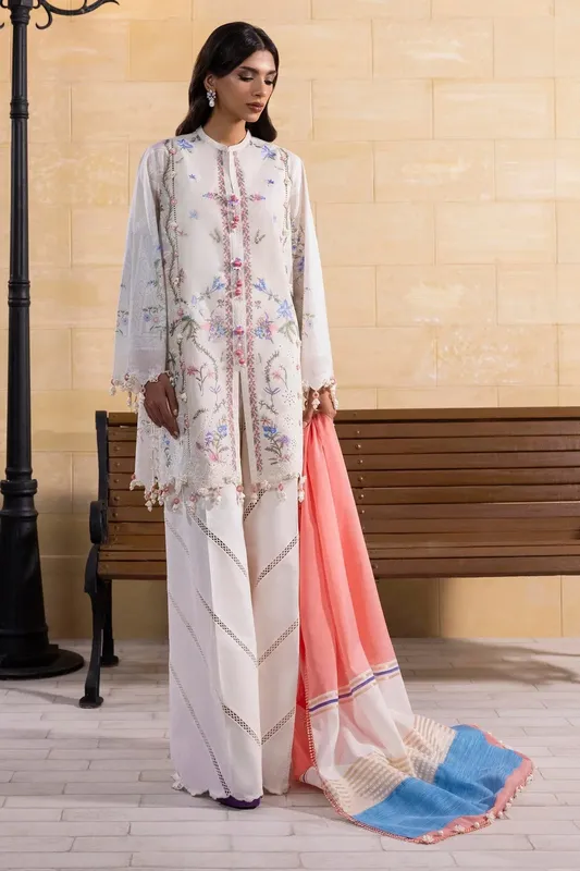 Sana Safinaz Muzlin Spring 25 White Organza – view 1 – Poshaq