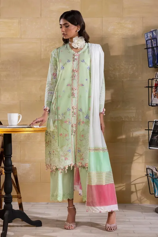Sana Safinaz Muzlin Spring 25 Mint Green Organza – view 1 – Poshaq
