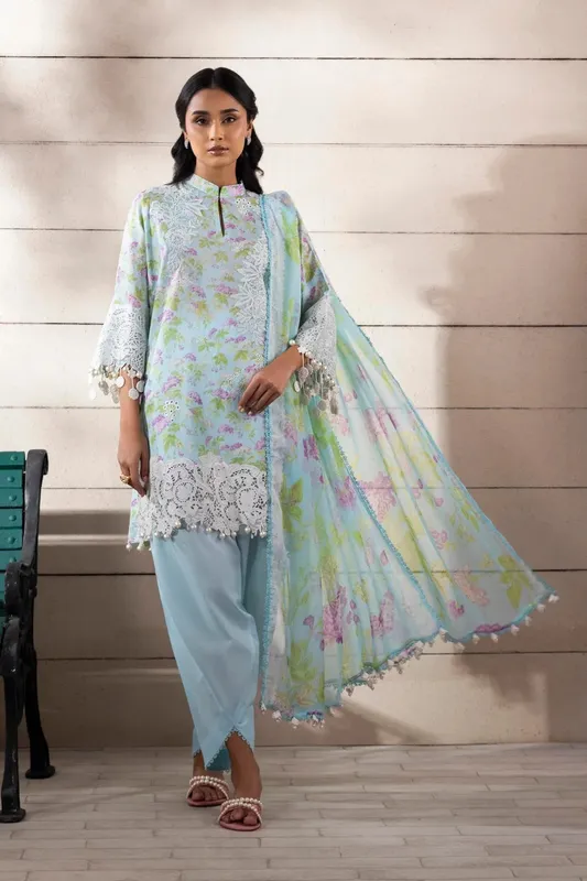 Sana Safinaz Muzlin Spring 25 Ice Blue Organza – view 1 – Poshaq