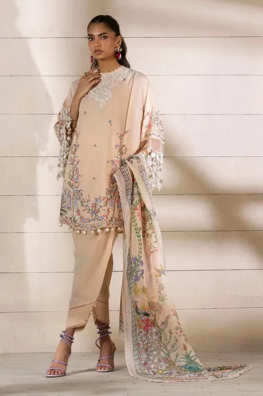 Sana Safinaz Muzlin Spring 25 Beige Organza – view 1 – Poshaq