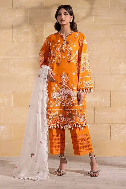 Sana Safinaz Muzlin Spring 25 Orange Organza – view 1 – Poshaq