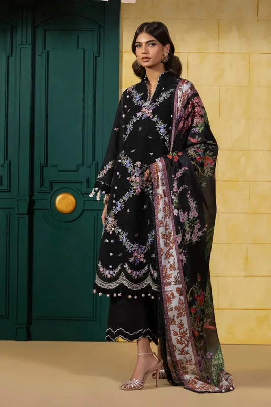 Sana Safinaz Muzlin Spring 25 Black Organza – view 1 – Poshaq