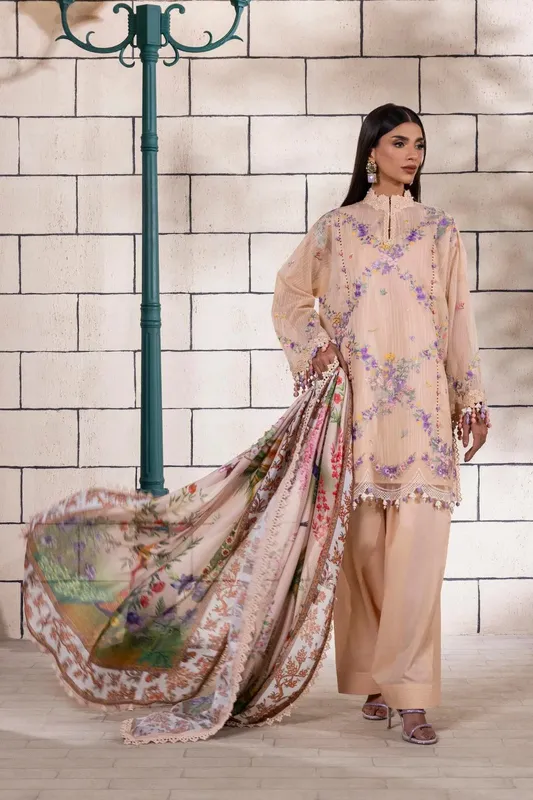 Sana Safinaz Muzlin Spring 25 Pale Peach Organza – view 1 – Poshaq