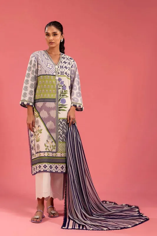 Sana Safinaz Mahay Spring 25 Ivory Organza – view 1 – Poshaq