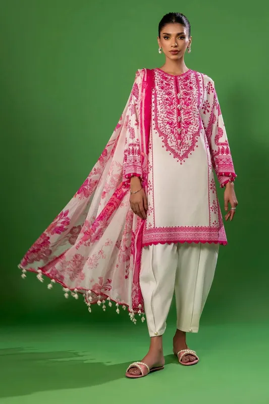 Sana Safinaz Mahay Spring 25 Ivory Organza – view 1 – Poshaq