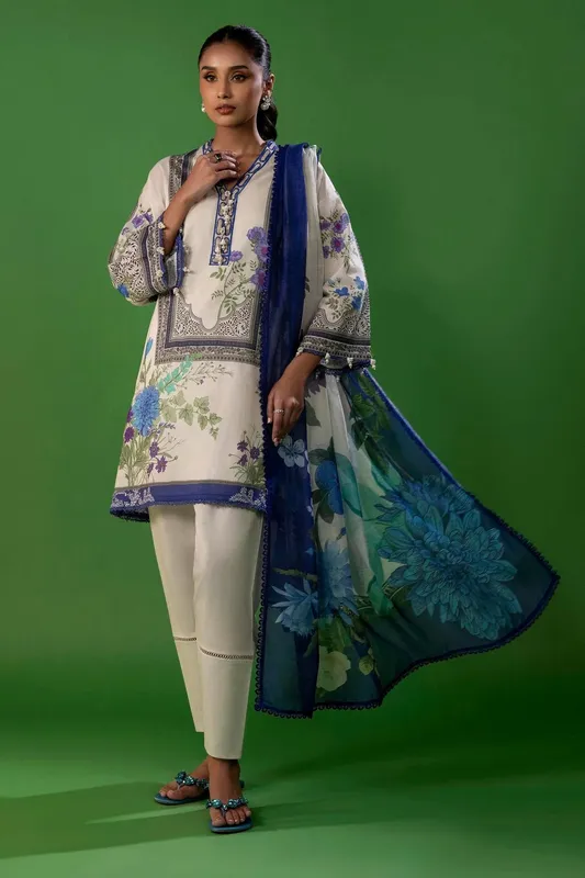 Sana Safinaz Mahay Spring 25 Ivory Organza – view 1 – Poshaq
