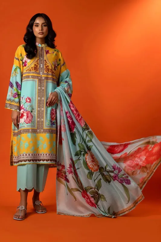 Sana Safinaz Mahay Spring 25 Sky Blue Cambric – view 1 – Poshaq