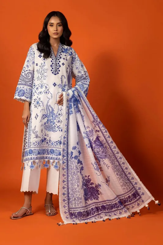 Sana Safinaz Mahay Spring 25 Ivory Organza – view 1 – Poshaq