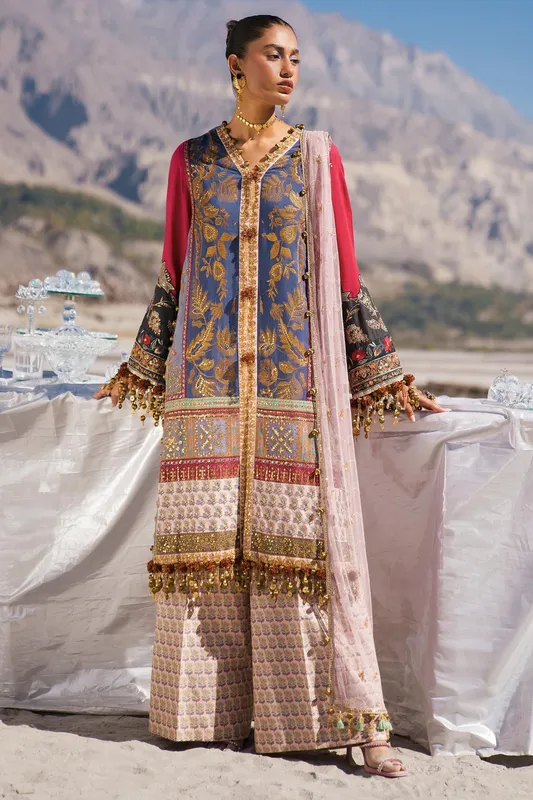 Sana Safinaz Winter Shawl 24 Pale Peach Raw Silk – view 1 – Poshaq