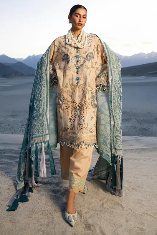 Sana Safinaz Winter Shawl 24 Beige Organza – view 1 – Poshaq