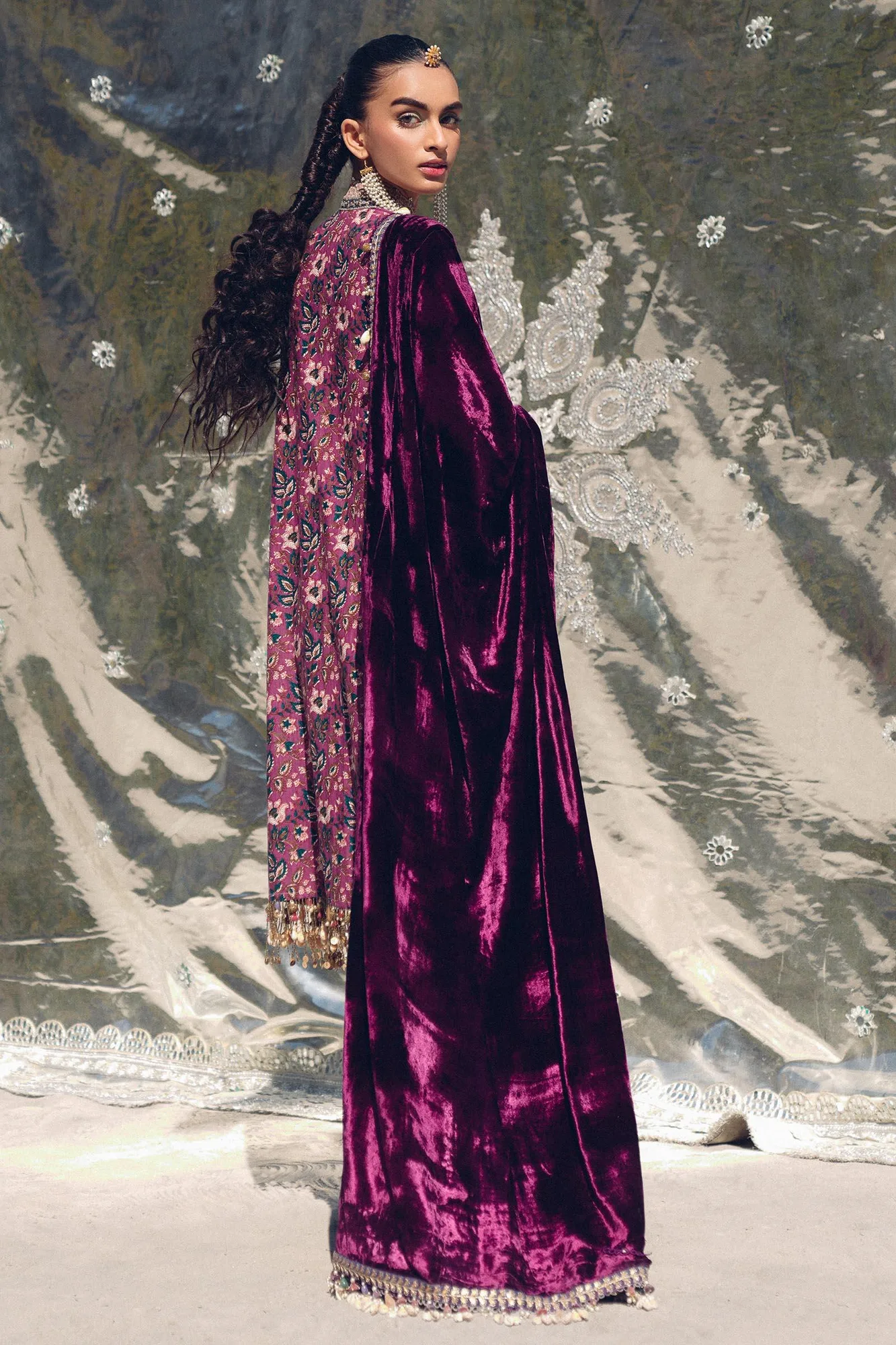 Sana Safinaz Winter Shawl 24 Dark Maroon Cotton – view 2 – Poshaq