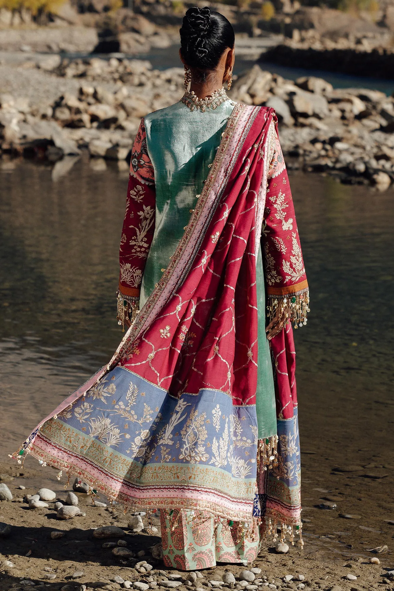 Sana Safinaz Winter Shawl 24 Ice Blue Organza – view 2 – Poshaq