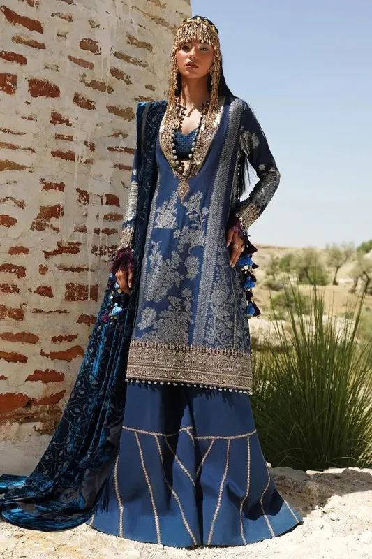 Sana Safinaz Winter Luxury 23 Blue Jacquard – view 1 – Poshaq