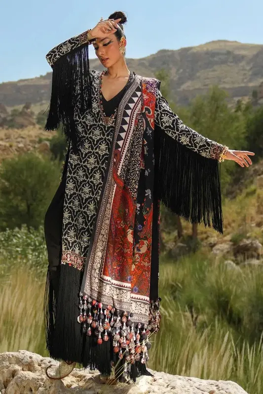 Sana Safinaz Winter Luxury 23 Black Raw Silk – view 1 – Poshaq