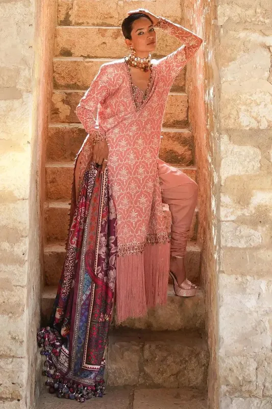 Sana Safinaz Winter Luxury 23 Pink Raw Silk – view 1 – Poshaq