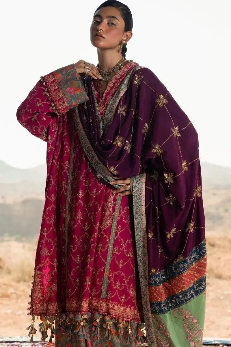 Sana Safinaz Winter Luxury 23 Magenta Raw Silk – view 3 – Poshaq