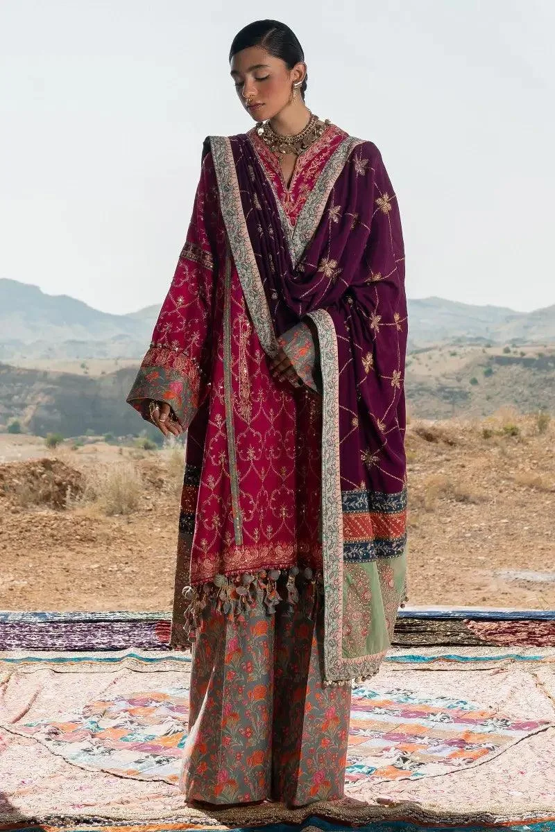 Sana Safinaz Winter Luxury 23 Magenta Raw Silk – view 4 – Poshaq