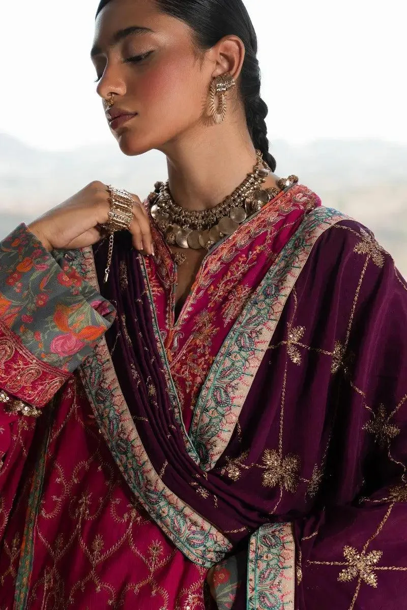 Sana Safinaz Winter Luxury 23 Magenta Raw Silk – view 5 – Poshaq