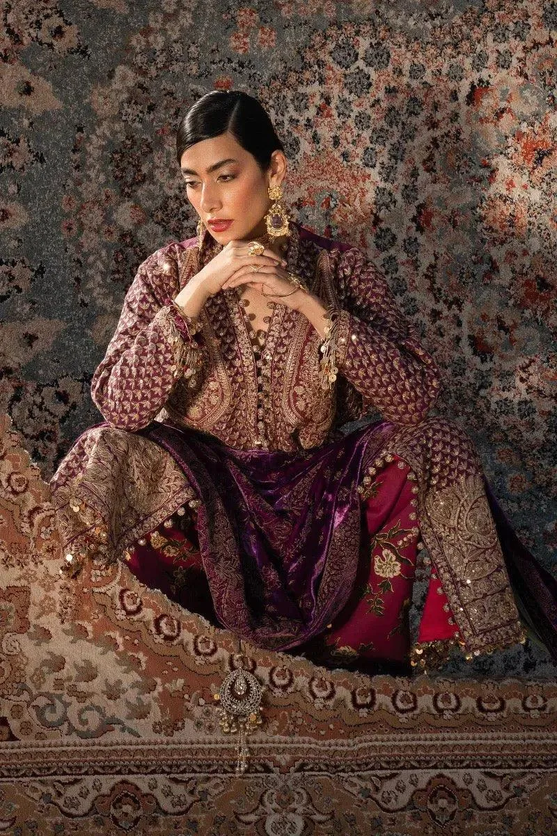 Sana Safinaz Winter Luxury 23 Purple Raw Silk – view 4 – Poshaq
