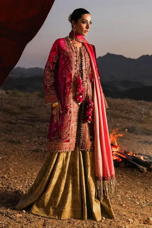 Sana Safinaz Winter Luxury 23 Red Raw Silk – view 1 – Poshaq