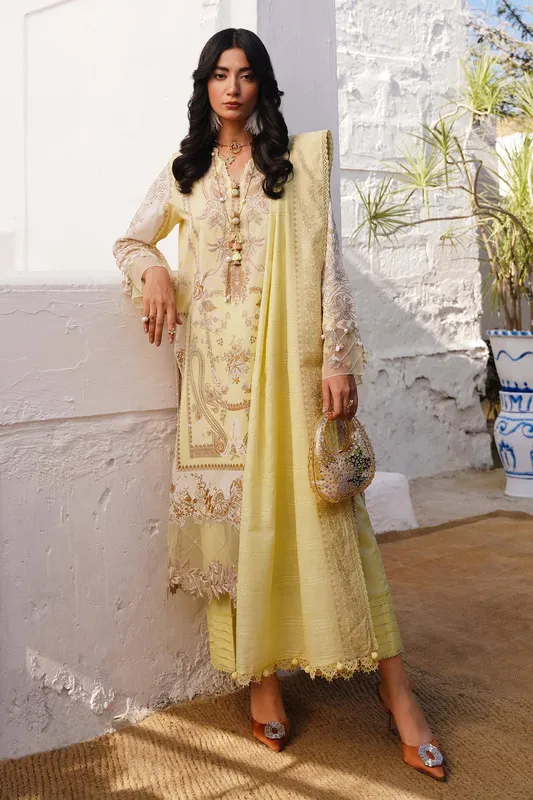 Sana Safinaz Muzlin Spring 24 Yellow Jacquard – view 1 – Poshaq