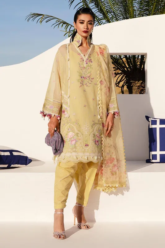 Sana Safinaz Muzlin Spring 24 Yellow Organza – view 1 – Poshaq
