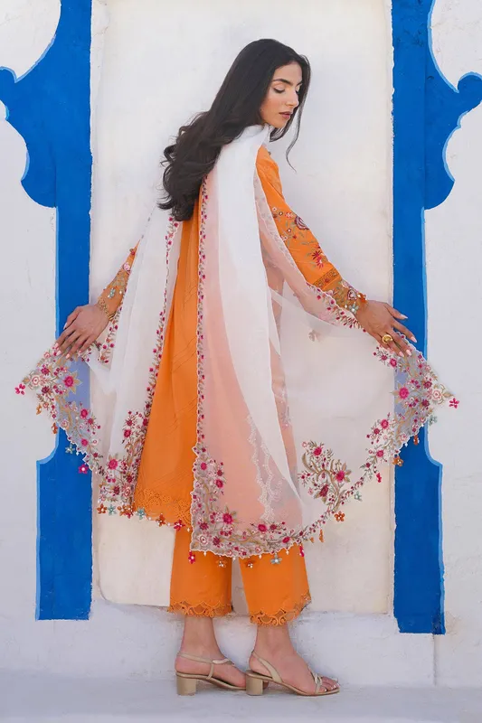 Sana Safinaz Muzlin Spring 24 Orange Organza – view 1 – Poshaq