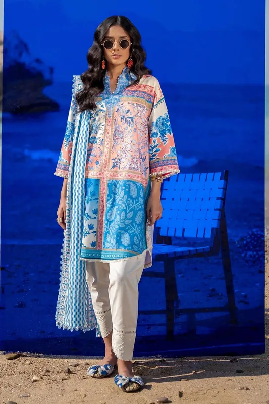 Sana Safinaz Mahay Spring 24 Blue Organza – view 1 – Poshaq