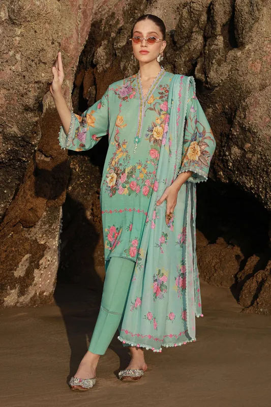 Sana Safinaz Mahay Spring 24 Green Organza – view 1 – Poshaq