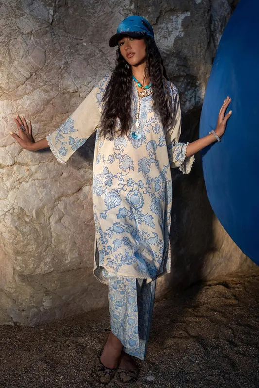 Sana Safinaz Mahay Spring 24 Blue Organza – view 1 – Poshaq