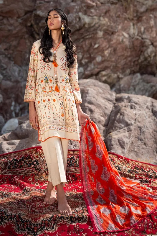 Sana Safinaz Mahay Spring 24 Ivory Organza – view 1 – Poshaq