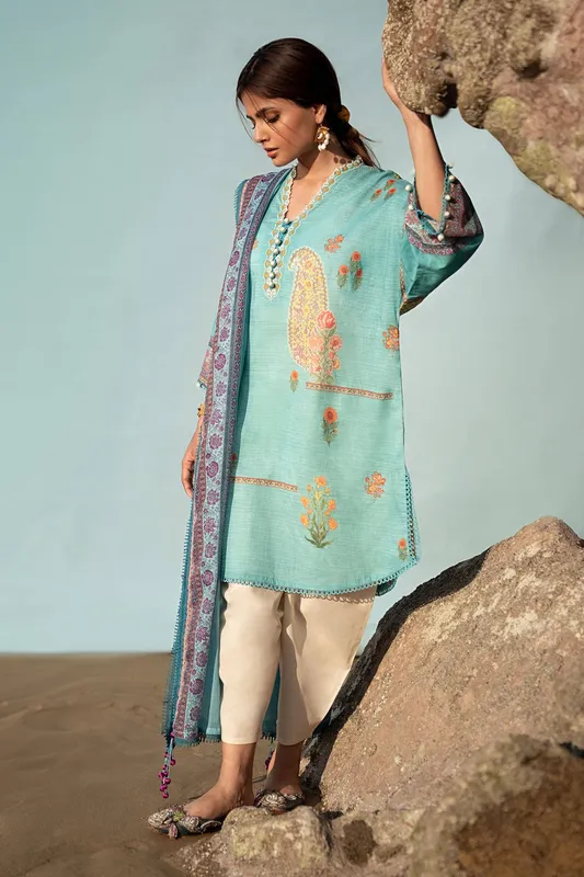Sana Safinaz Mahay Spring 24 Ferozi Organza – view 1 – Poshaq