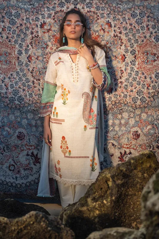 Sana Safinaz Mahay Spring 24 Ivory Organza – view 1 – Poshaq
